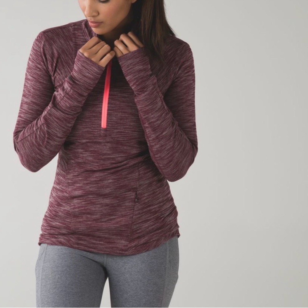 11. Lululemon Athletica Maroon Sweatshirt with Pink Accent